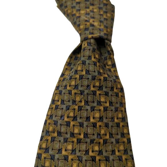 Ermenegildo Zegna Other - Ermenegildo Zegna Men's Gold & Blue Geometric Silk Necktie 54.5"x 4 "